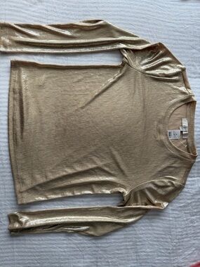 LOFT Metallic Champagne and Metallic Brown Long Sleeve Tops